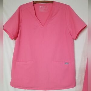 FiGS Bright Pink 3 Pocket Scrub Top